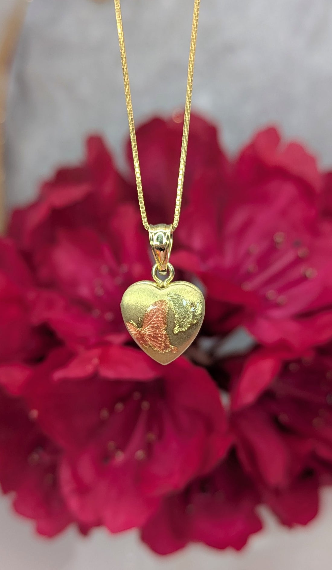 Locket with butterflies sterling silver- gold plated