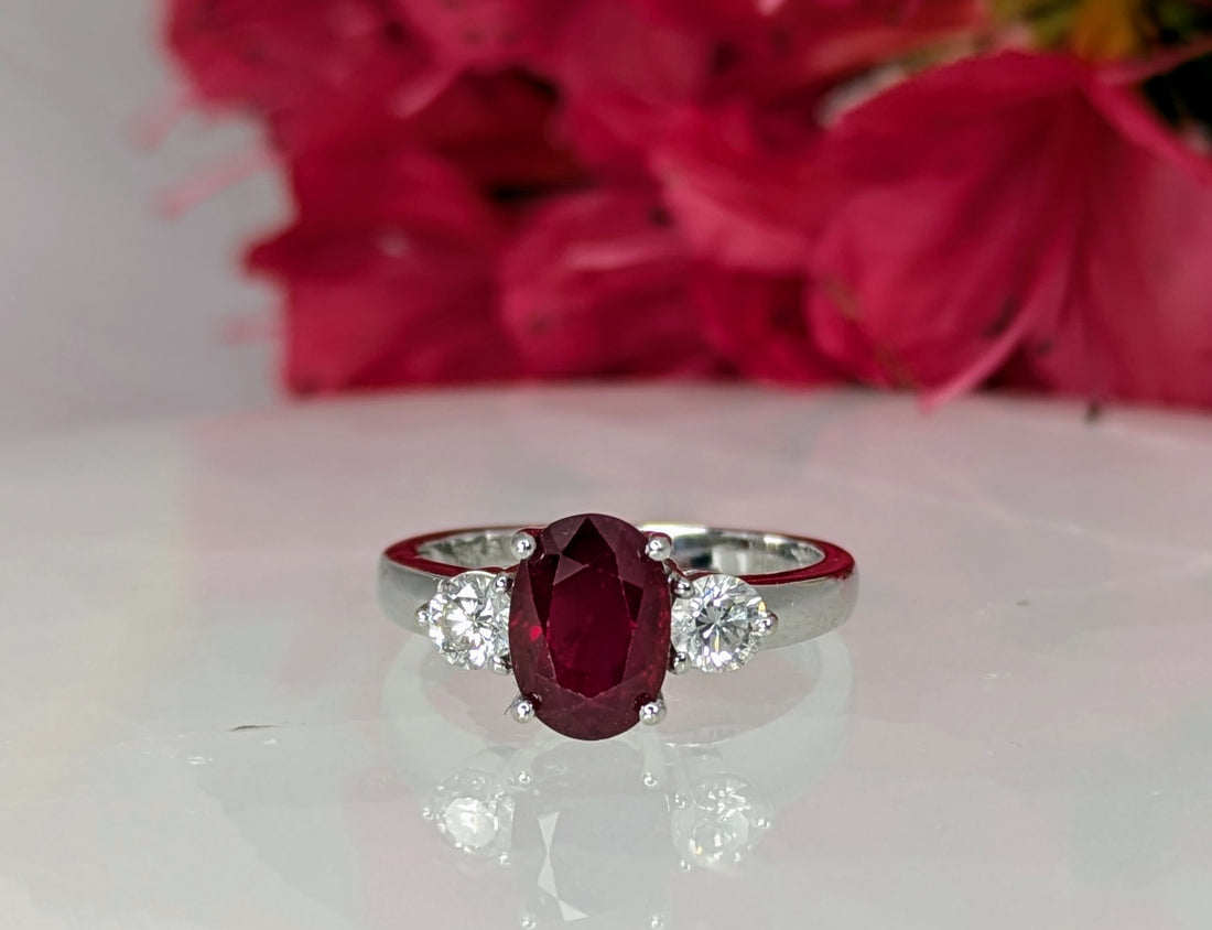 "Belle" Burmese Ruby 18k White Gold