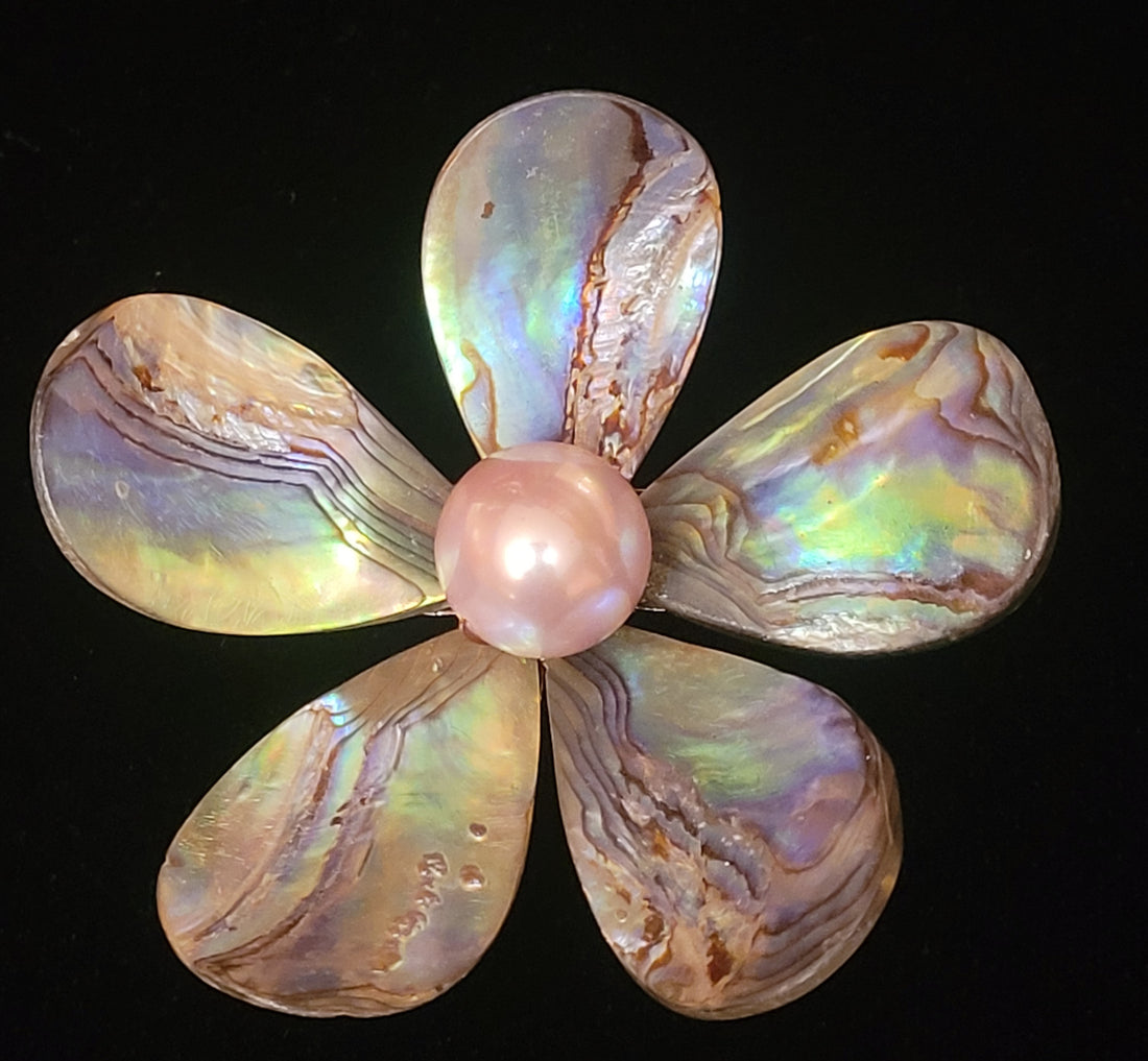 "Child Within" Abalone petals with Pink Pearl