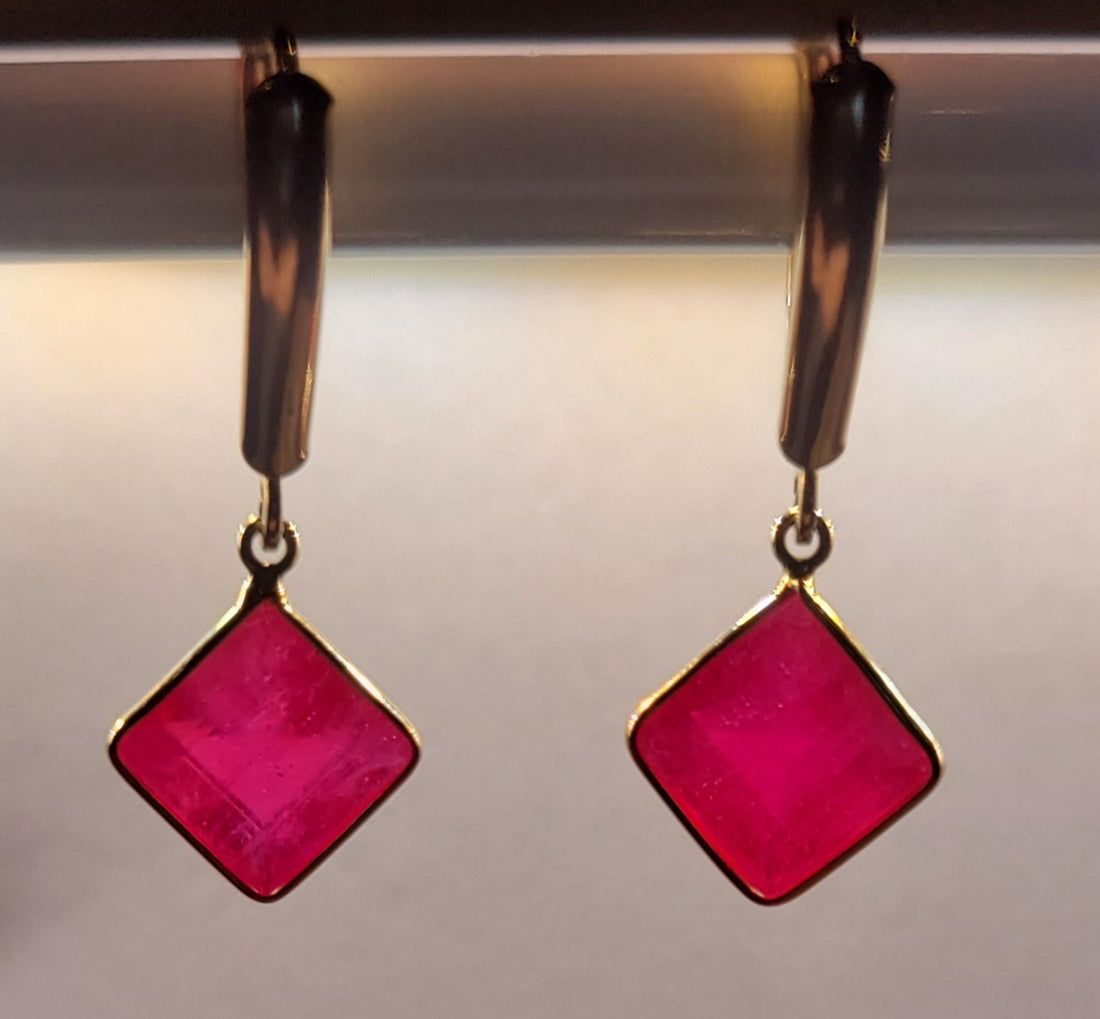 "Whispers of a Queen"  6.4 ct Ruby 14k Y Gold Earrings.