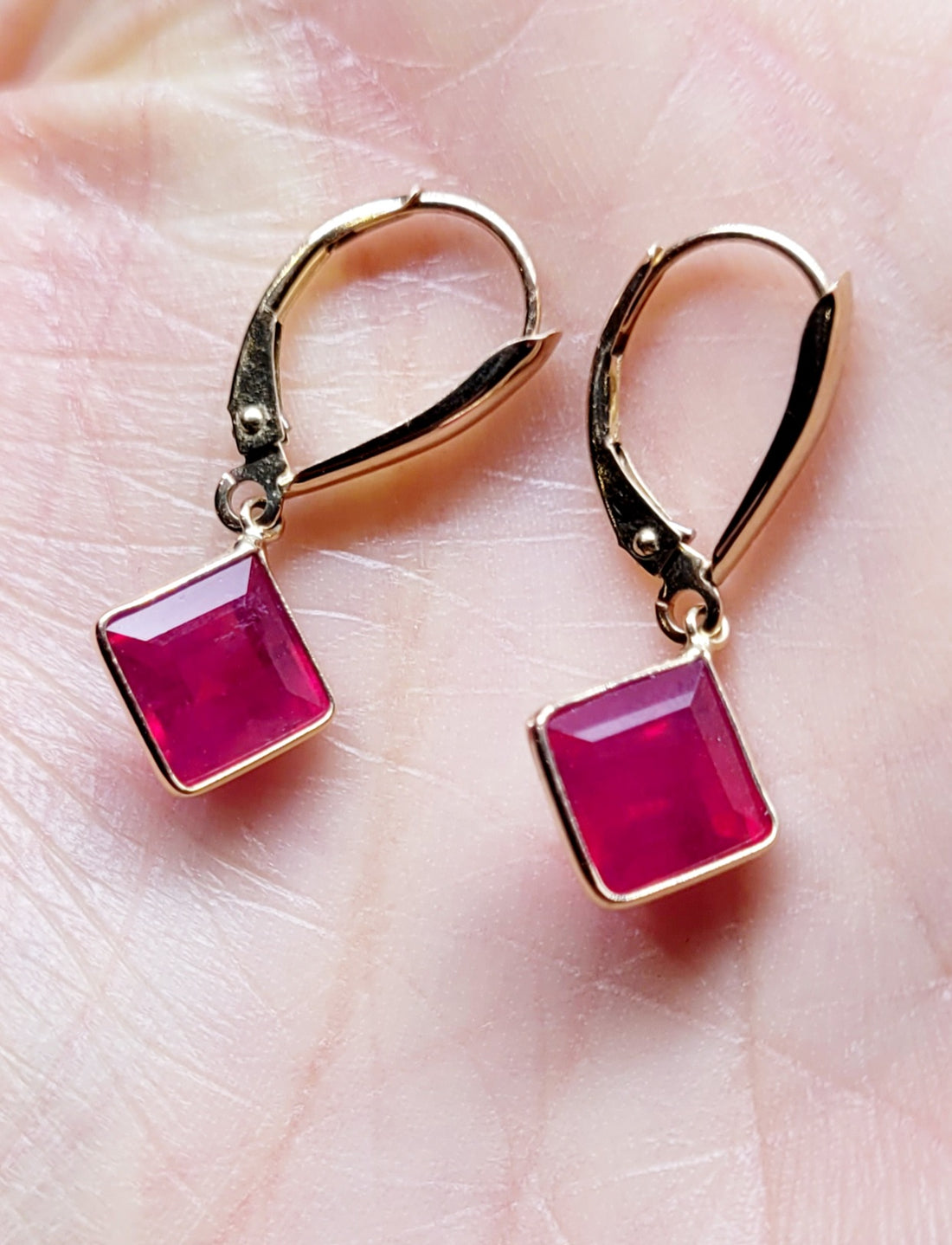 "Whispers of a Queen"  6.4 ct Ruby 14k Y Gold Earrings.