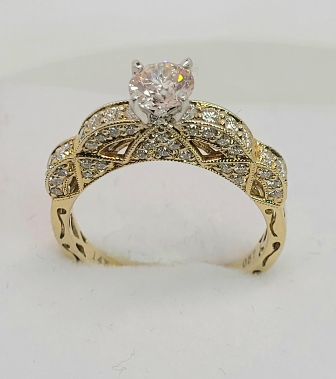 Unbreakable 1 carat Faint Pink Diamond 14k Gold.