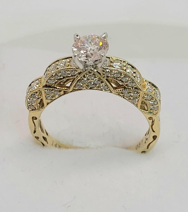 Unbreakable 1 carat Faint Pink Diamond 14k Gold.