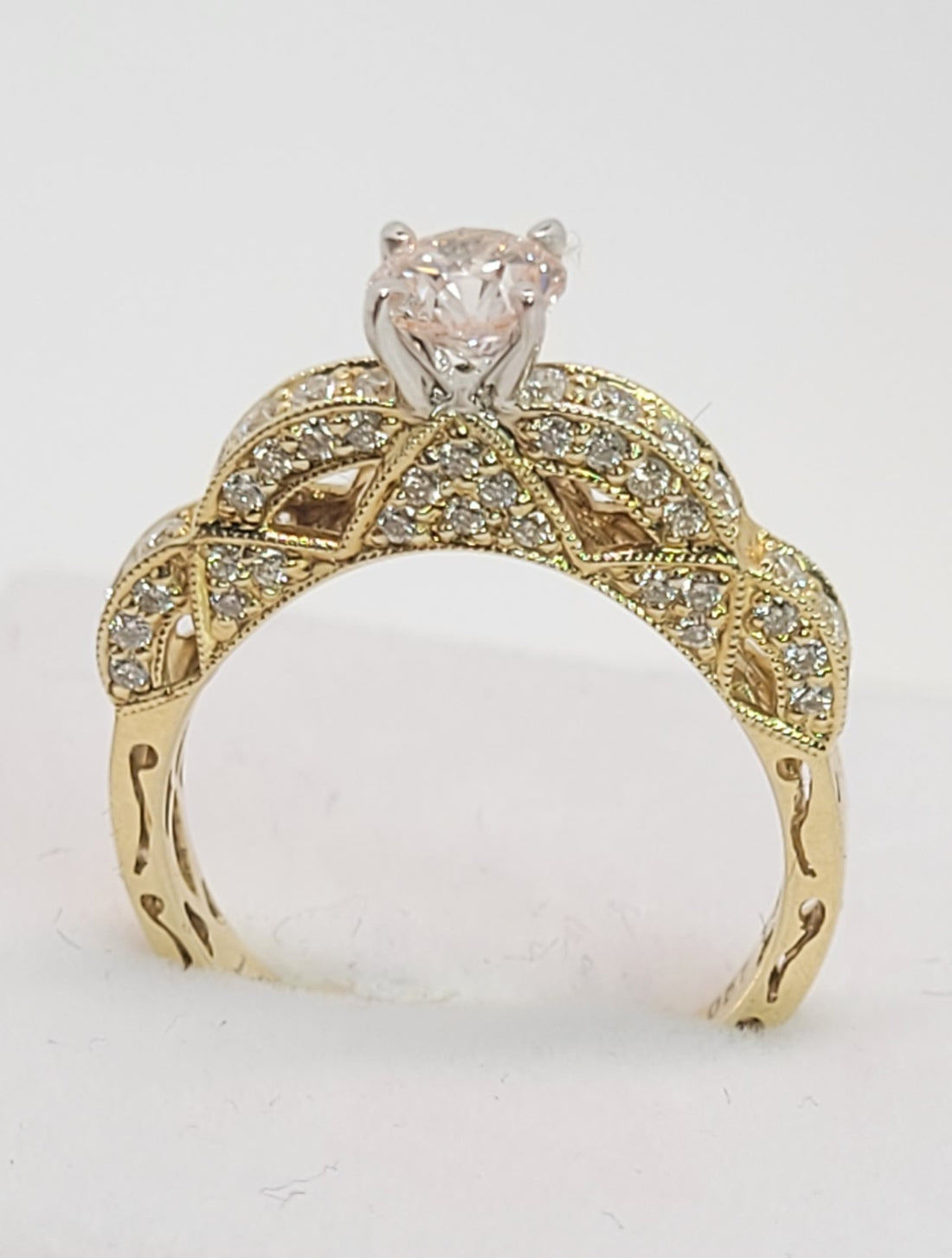 Unbreakable 1 carat Faint Pink Diamond 14k Gold.