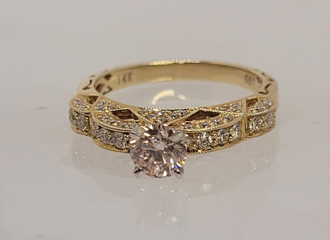 Unbreakable 1 carat Faint Pink Diamond 14k Gold.