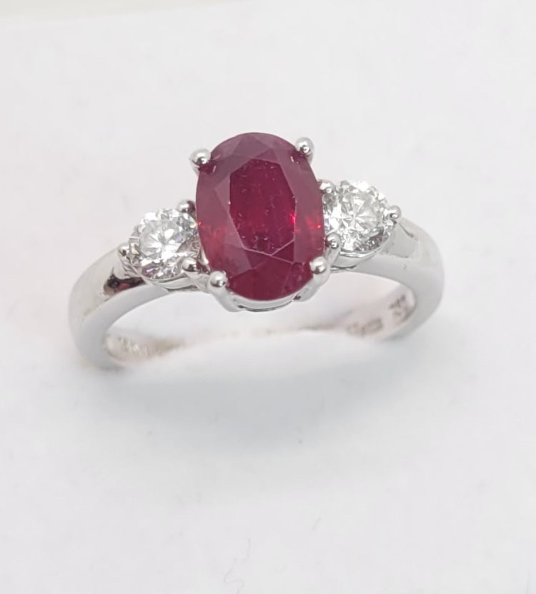 "Belle" Burmese Ruby 18k White Gold