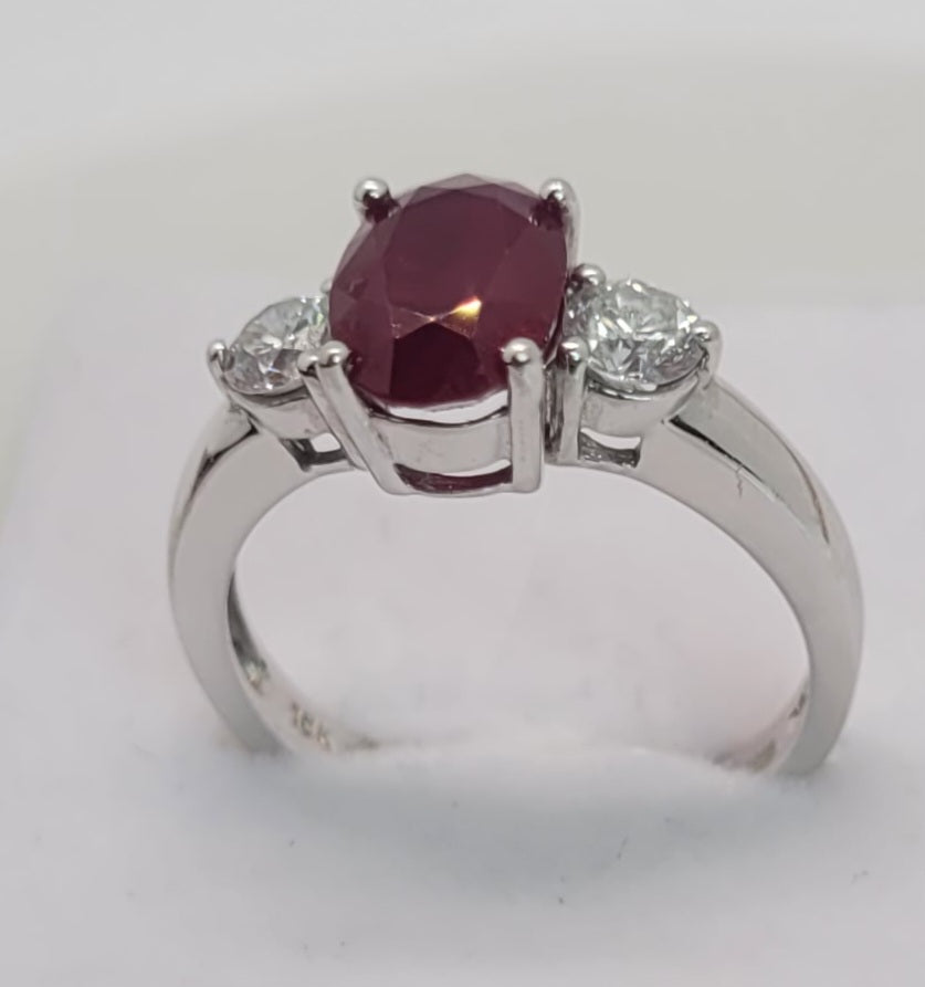 "Belle" Burmese Ruby 18k White Gold