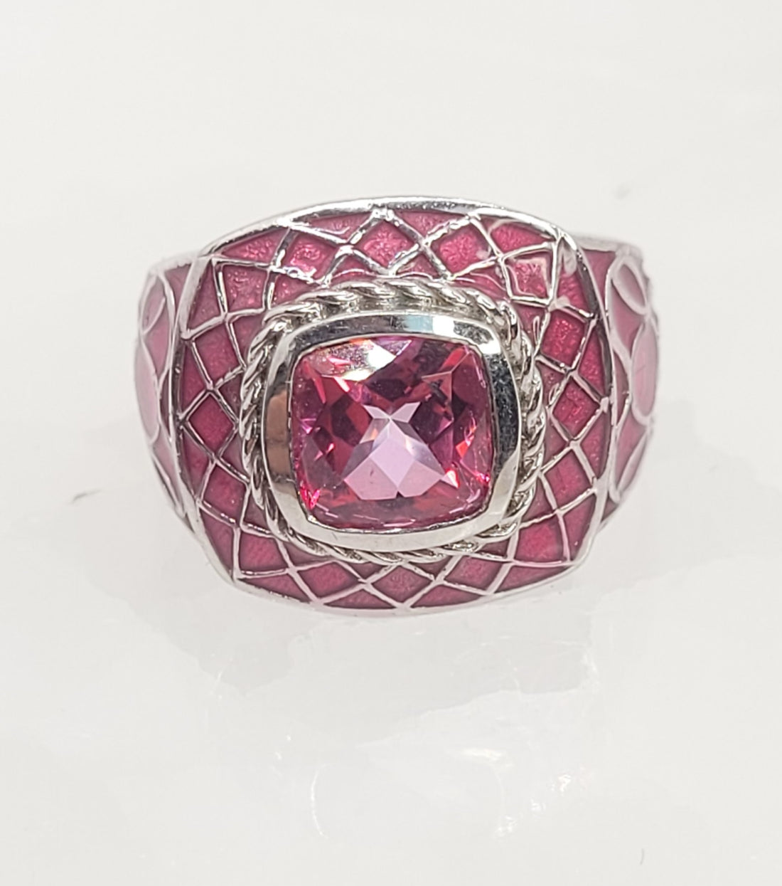 Forgiveness  Pink Topaz silver 925 on Enamel