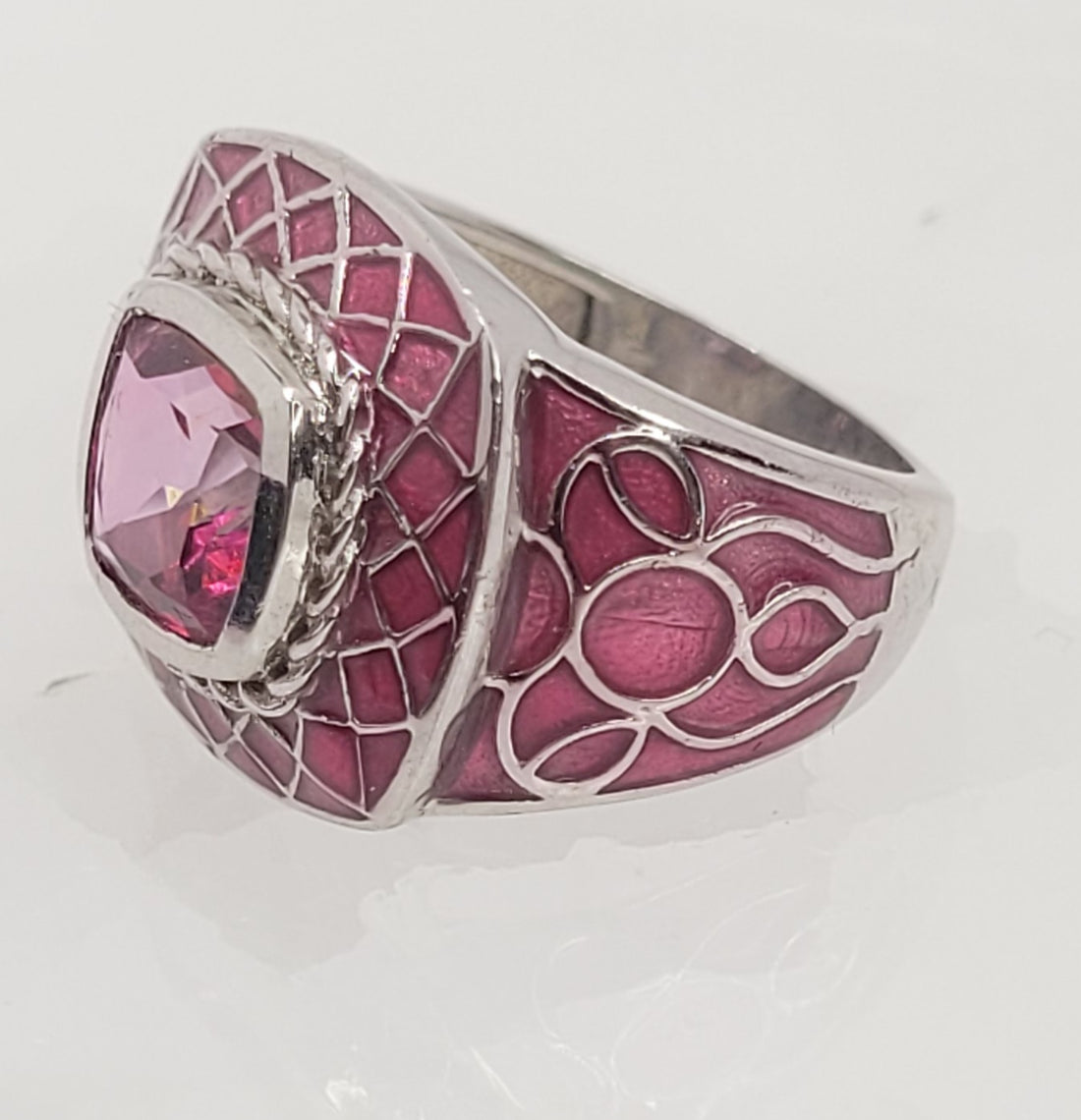 Forgiveness  Pink Topaz silver 925 on Enamel