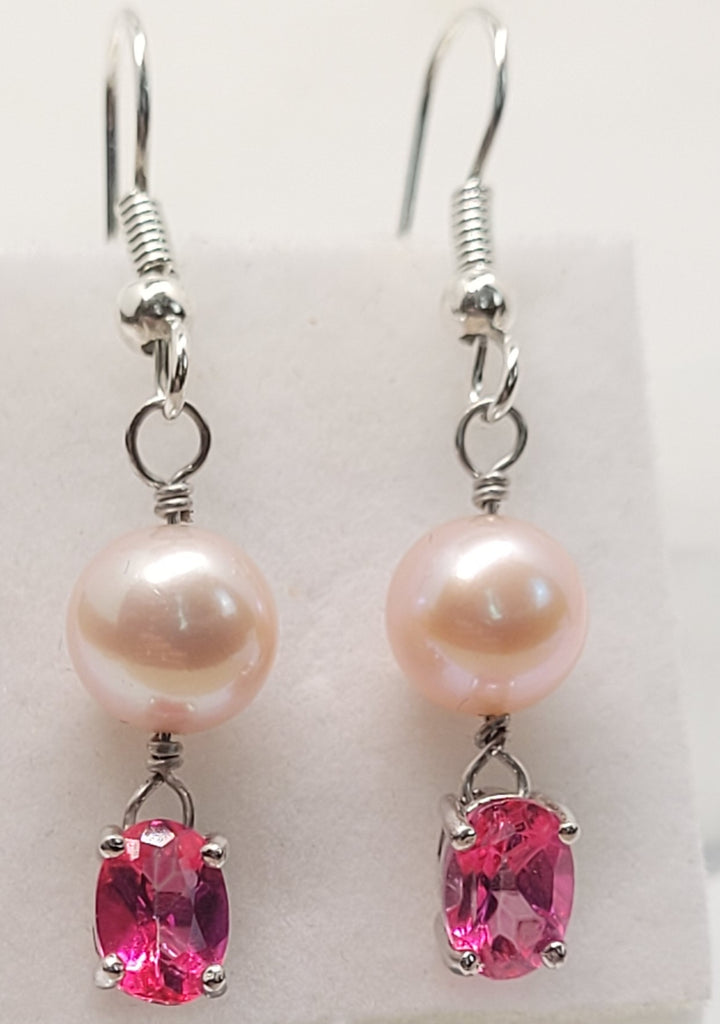 Her Planet 3.25 carat pink topaz/ Pink pearls silver 925