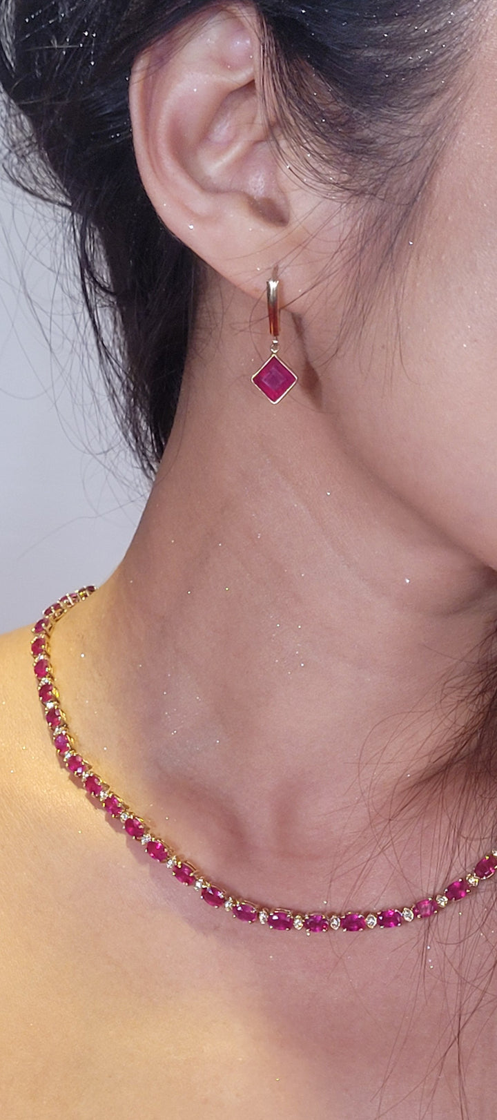 "Whispers of a Queen"  6.4 ct Ruby 14k Y Gold Earrings.