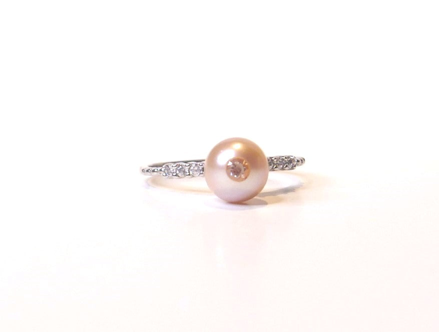 Pink Pearl  Ring  - Stirling Silver 925