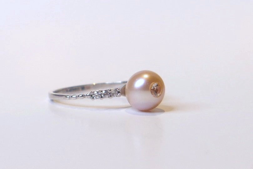 Pink Pearl  Ring  - Stirling Silver 925