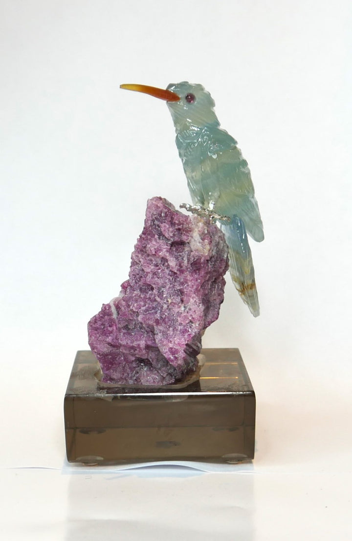 Fluorite Hummingbird on Ruby Rough