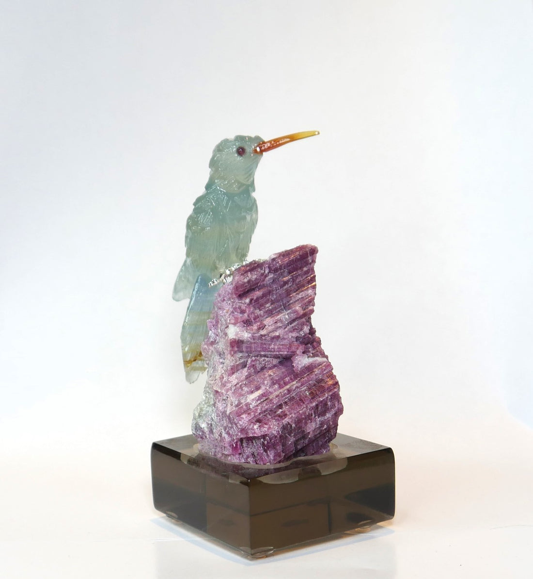 Fluorite Hummingbird on Ruby Rough