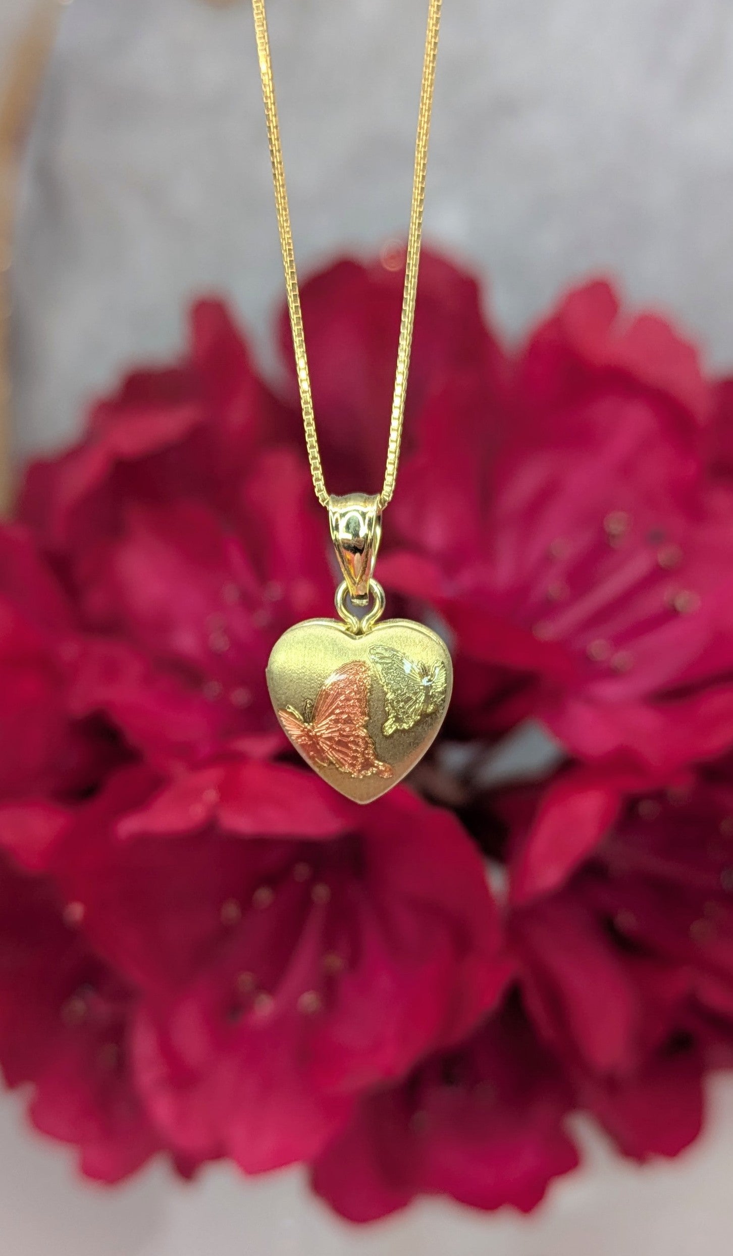 Locket with butterflies sterling silver- gold plated