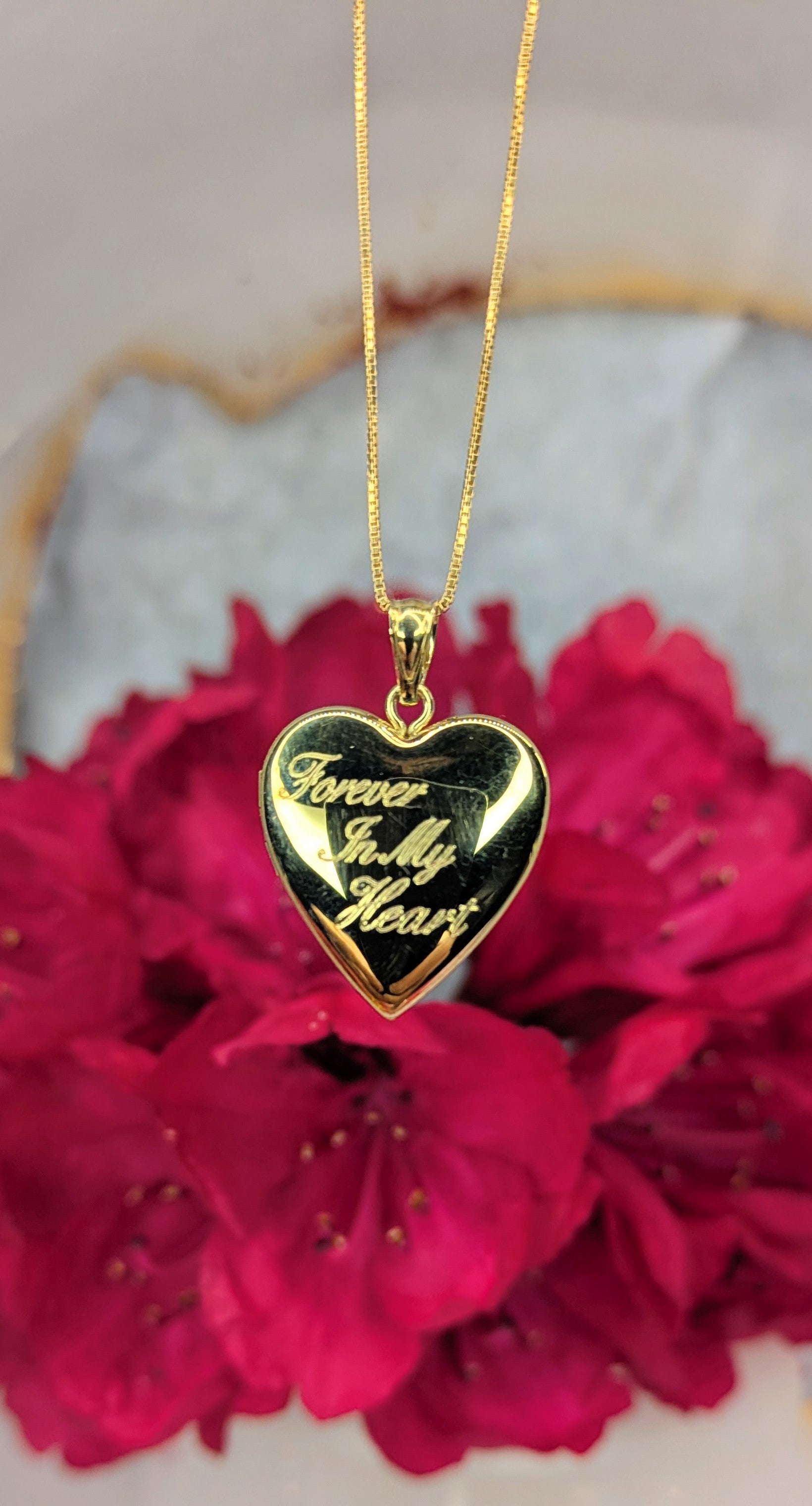 Silver heart locket Gold plated "Forever in my Heart"