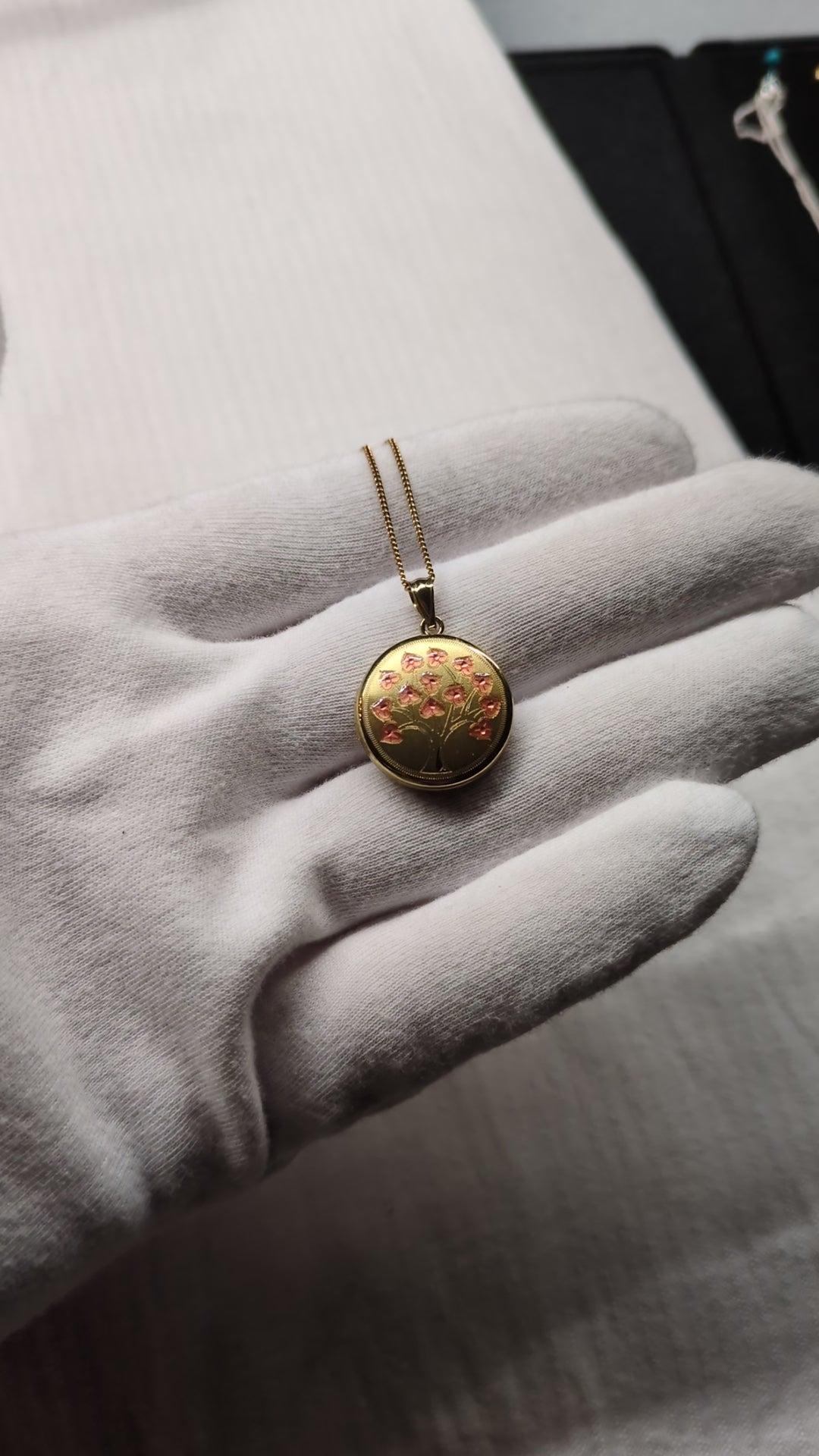 Tree  locket  sterling silver gold plated