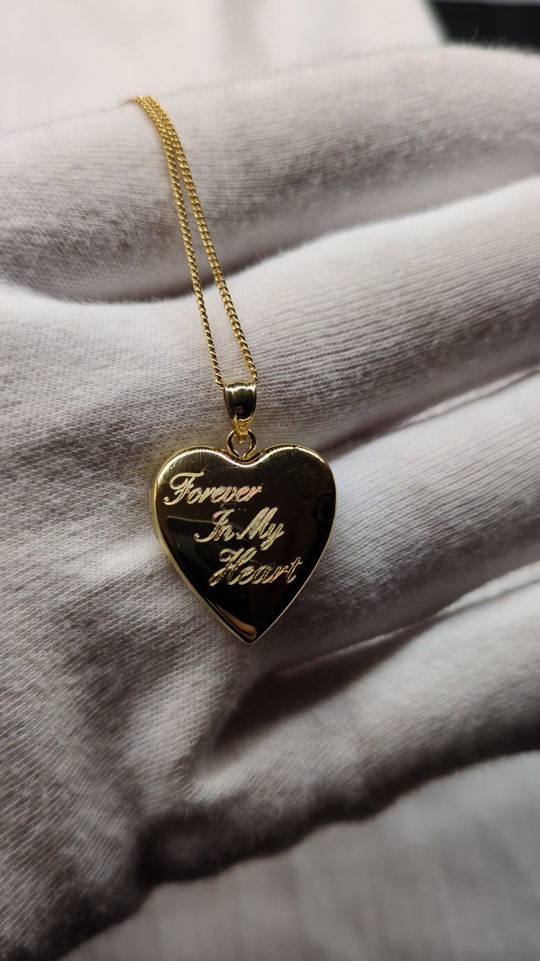 Silver heart locket Gold plated "Forever in my Heart"