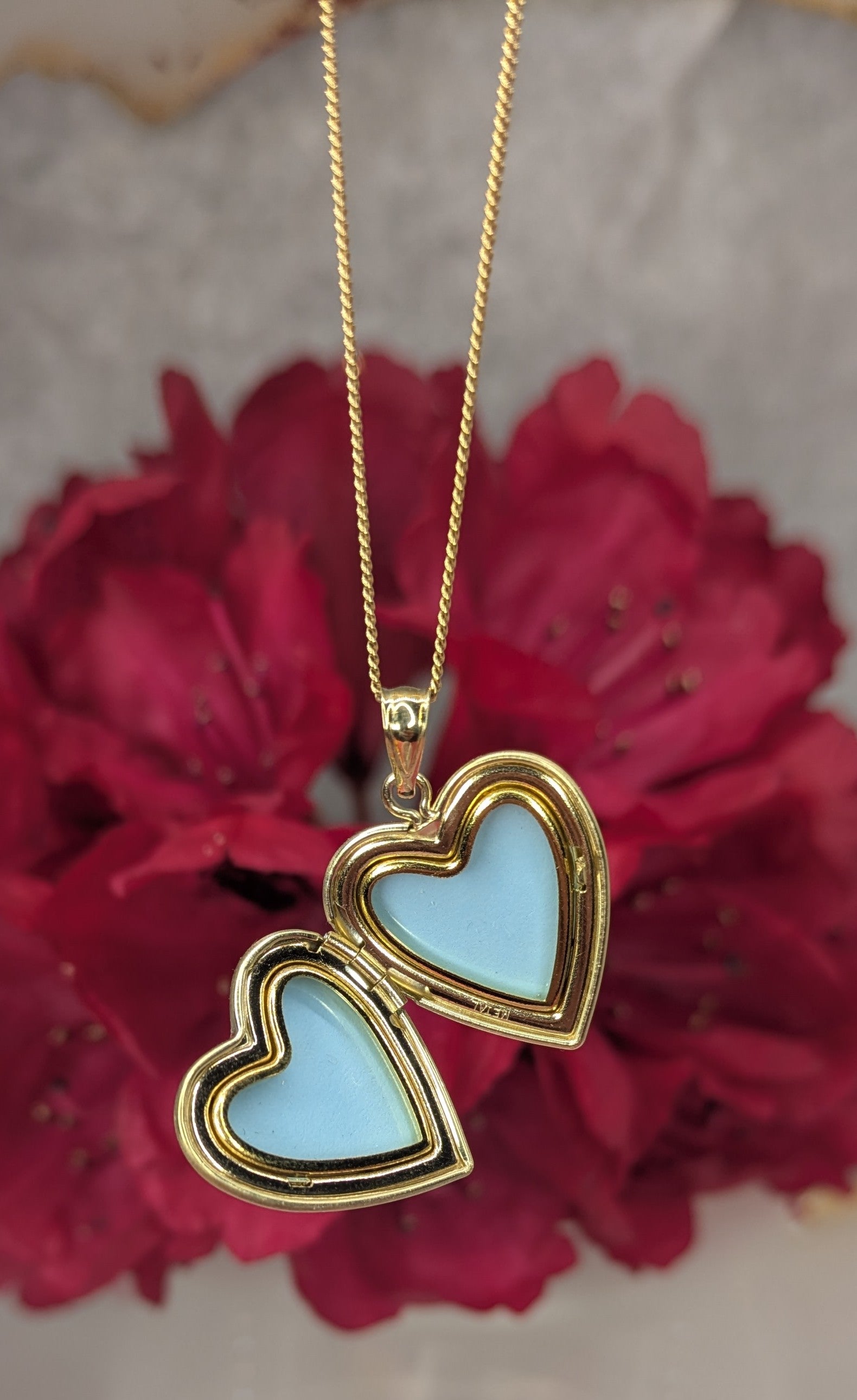 Locket sterling silver - gold plated-bird and flower