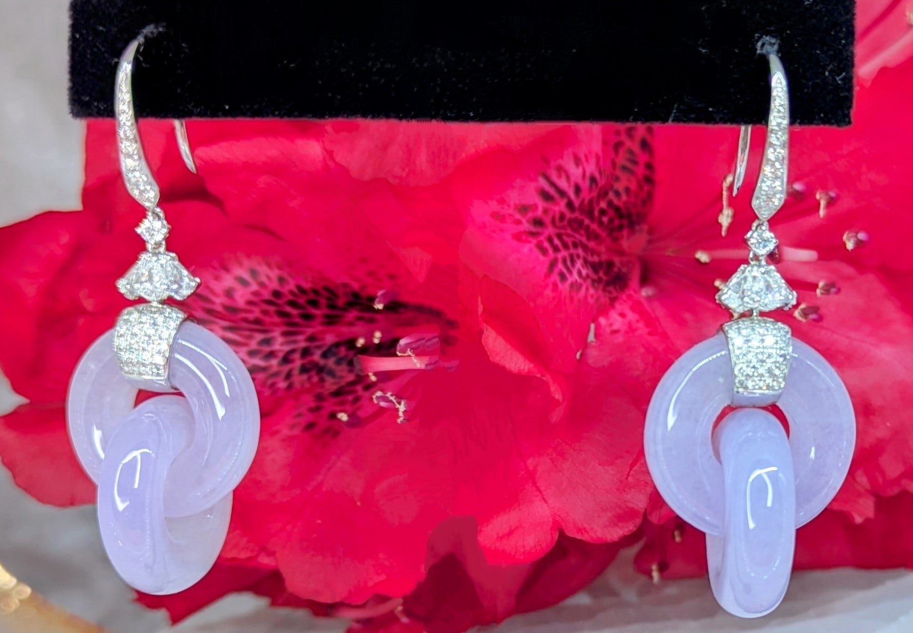 Lavender Jade - certified grade A, 100% natural, collectors piece. 18K white gold with natural diamonds "Price Available On Request"